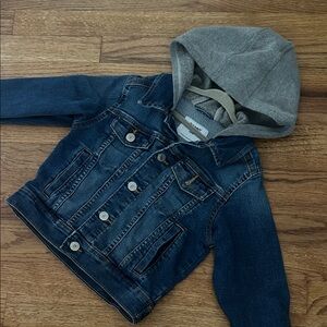 Old Navy Denim Jean Jacket with Soft Grey Hood Unisex XS (5)